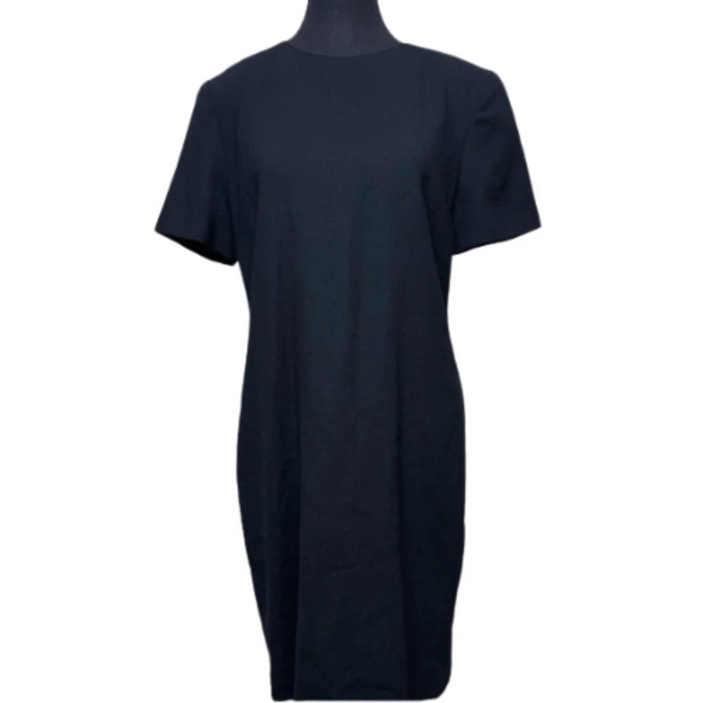 Talbots Womens 8 Vintage Short Sleeve Wool Shift Dress In Black